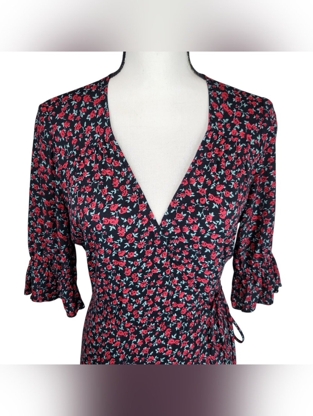 Reformation Judith Mabel Ditsy Floral Maxi Wrap Dress Viscose Size M - Picture 3 of 15